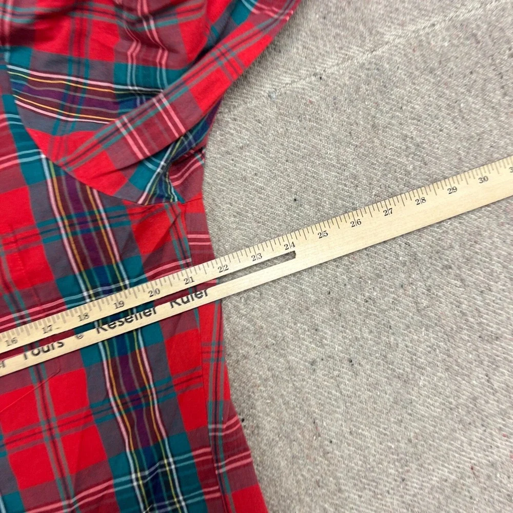 Vintage Lee Button Up Shirt Mens Large Red 1970s Plaid Long Sleeve - Picture 6 of 8